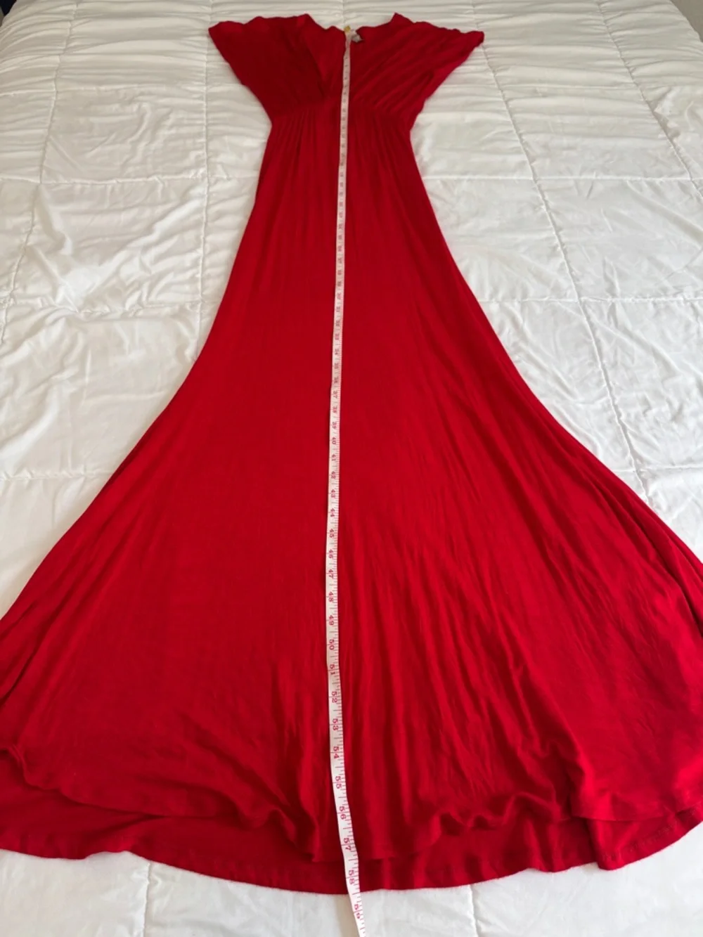 Frenzii Deep V-Neck Maxi Dress Cap Sleeves‎ Red Wedding Prom - Picture 3 of 8